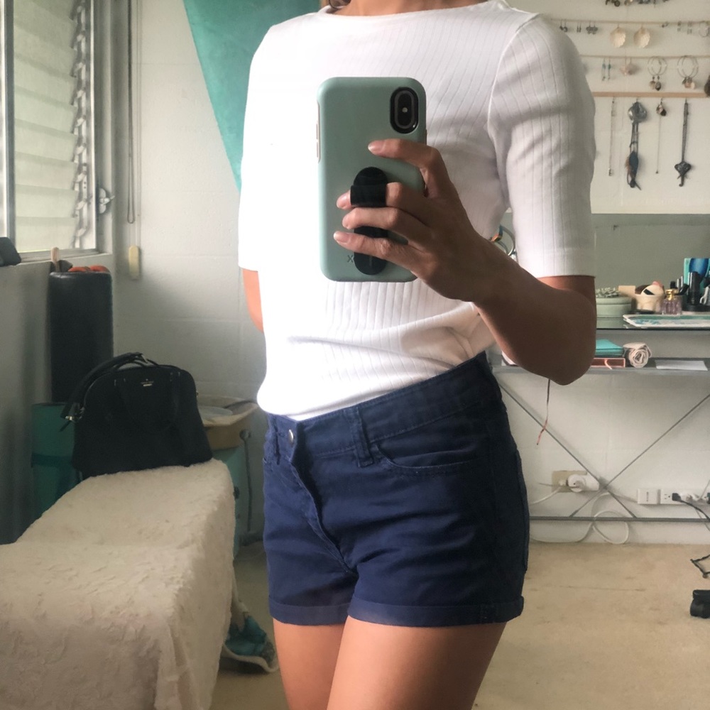 F21 Navy Blue Short Shorts